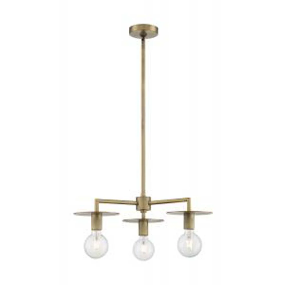 Nuvo Bizet 3-Light Chandelier w/ Vintage Brass Finish