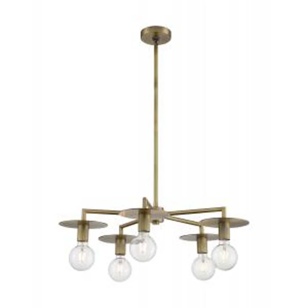 Nuvo Bizet 5-Light Chandelier w/ Vintage Brass Finish