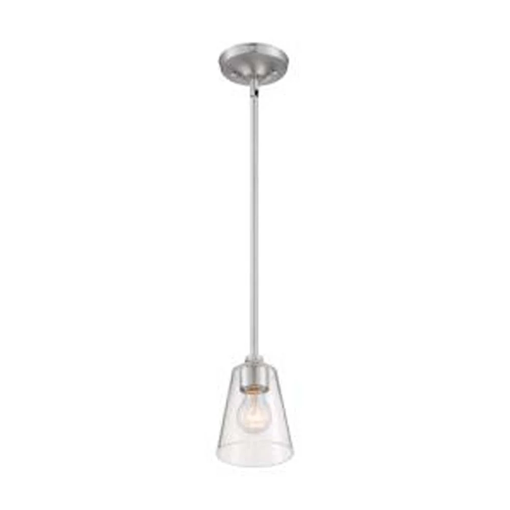 Nuvo Bransel 1-Light Mini Pendant w/ Seeded Glass in Brushed Nickel Finish
