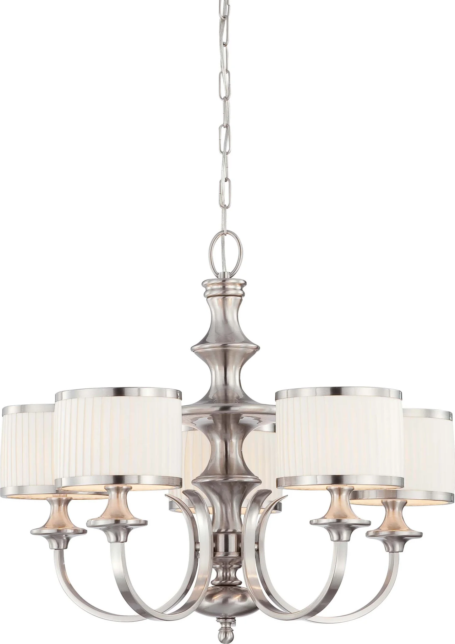 Nuvo Candice - 5 Light Chandelier w/ Pleated White Shades