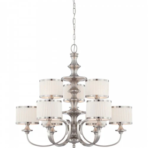 Nuvo Candice - 9 Light Chandelier w/ Pleated White Shades