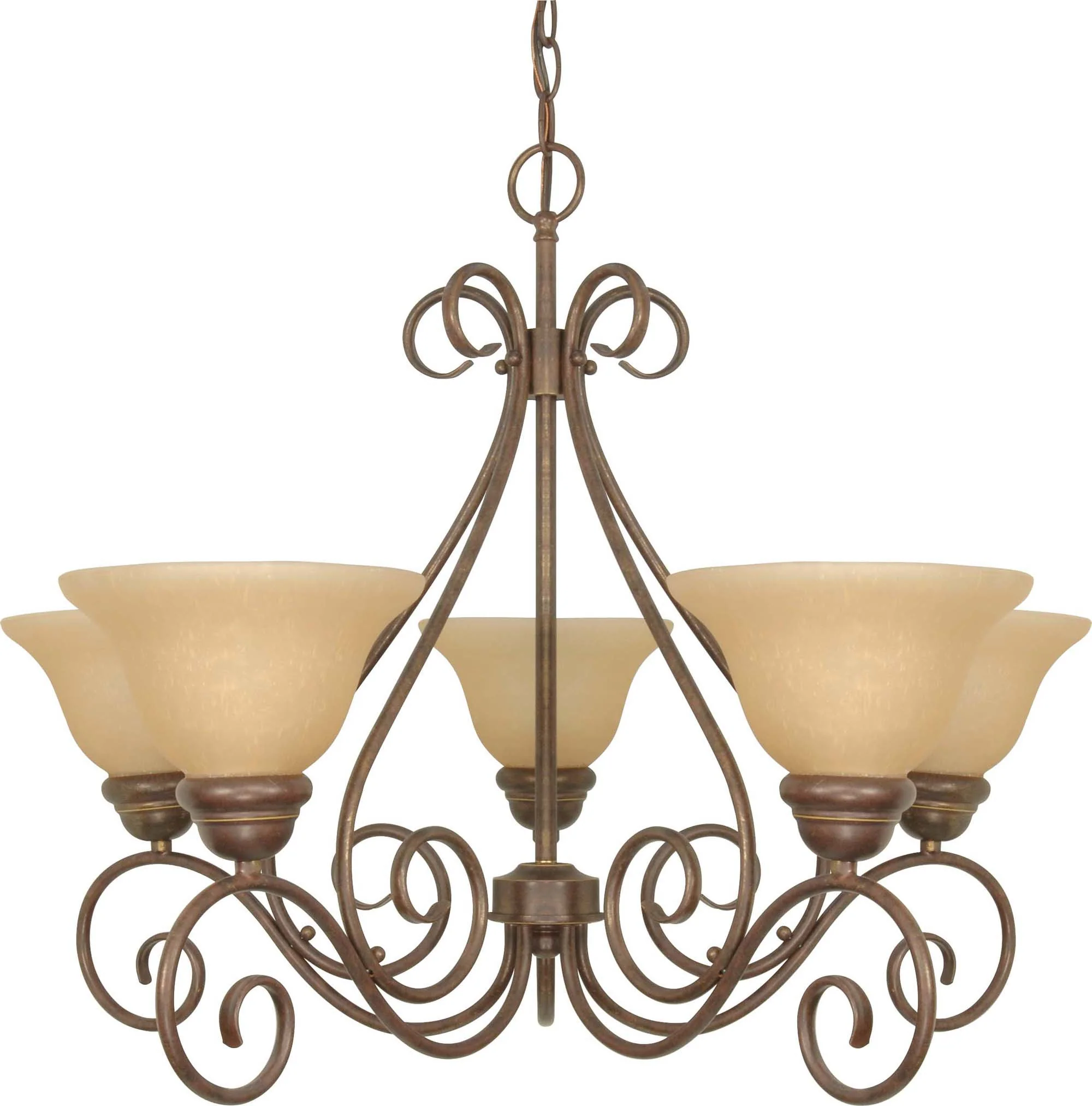 Nuvo Castillo - 5 Light - 28 inch - Chandelier - w/ Champagne Linen Washed Glass