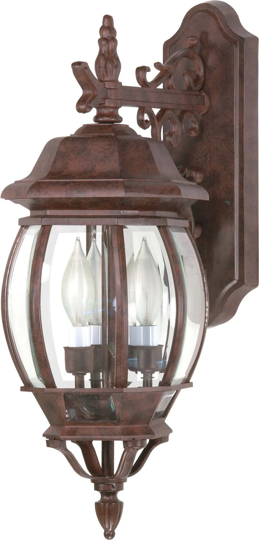 Nuvo Central Park - 3 Light - 22 inch - Wall Lantern - w/ Clear Beveled Glass