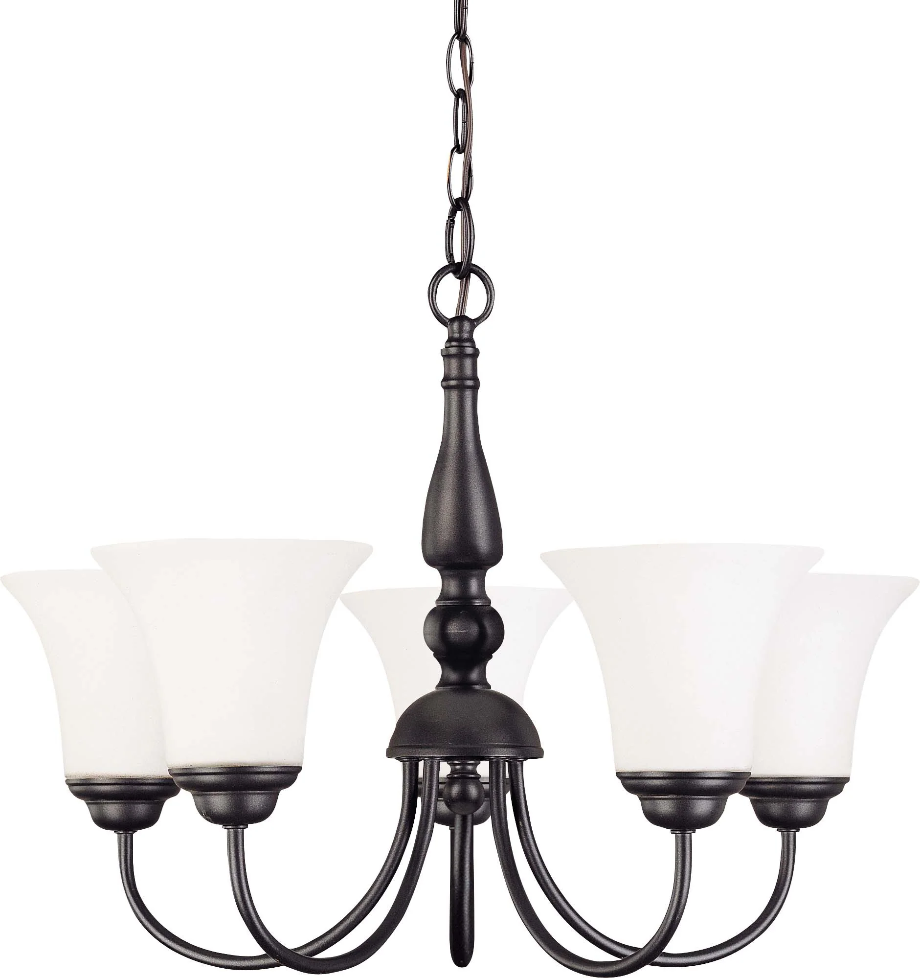 Nuvo Dupont - 5 light 21 inch Chandelier w/ Satin White Glass