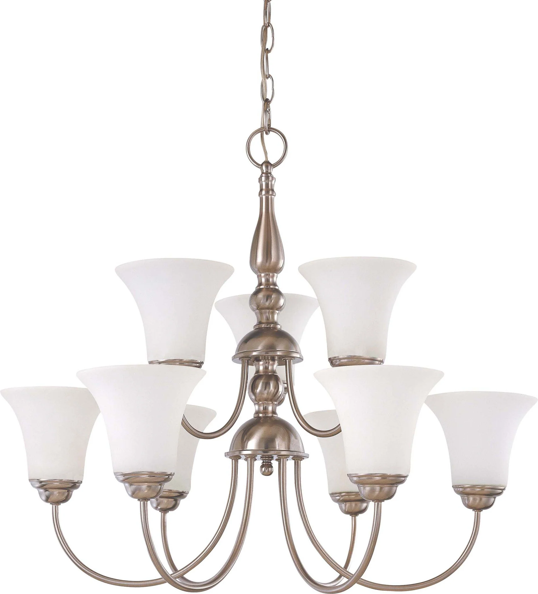 Nuvo Dupont - 9 light 2 Tier 27 inch Chandelier w/ Satin White Glass
