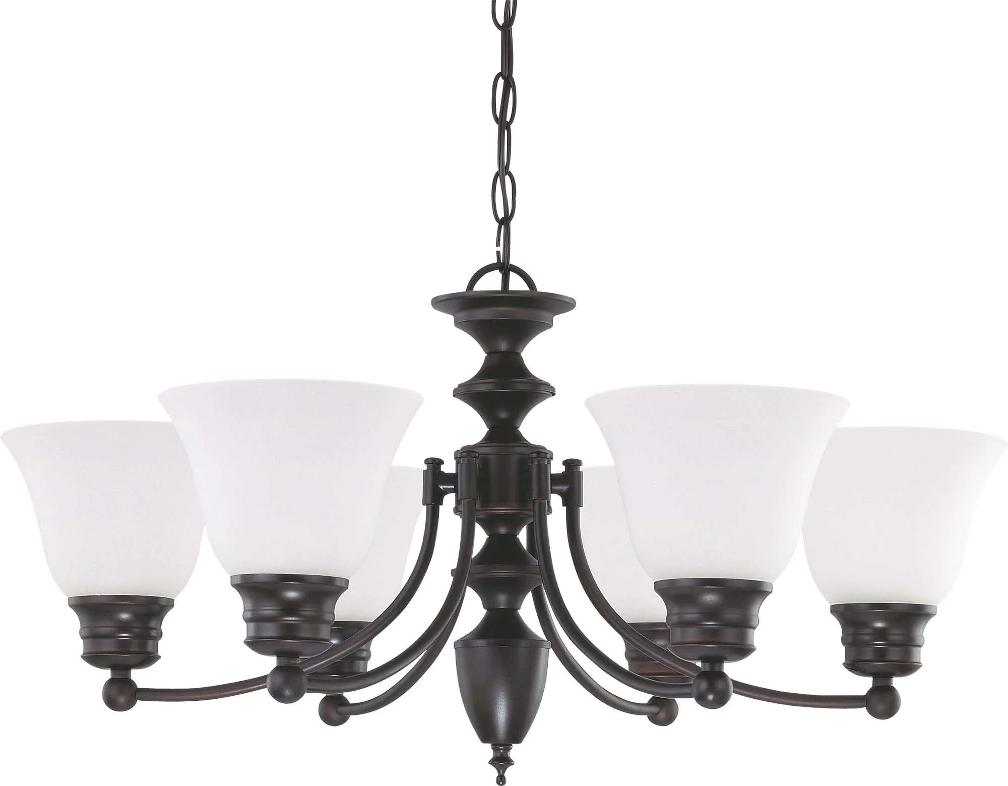 Nuvo Empire - 6 Light 26 inch Chandelier w/ Frosted White Glass