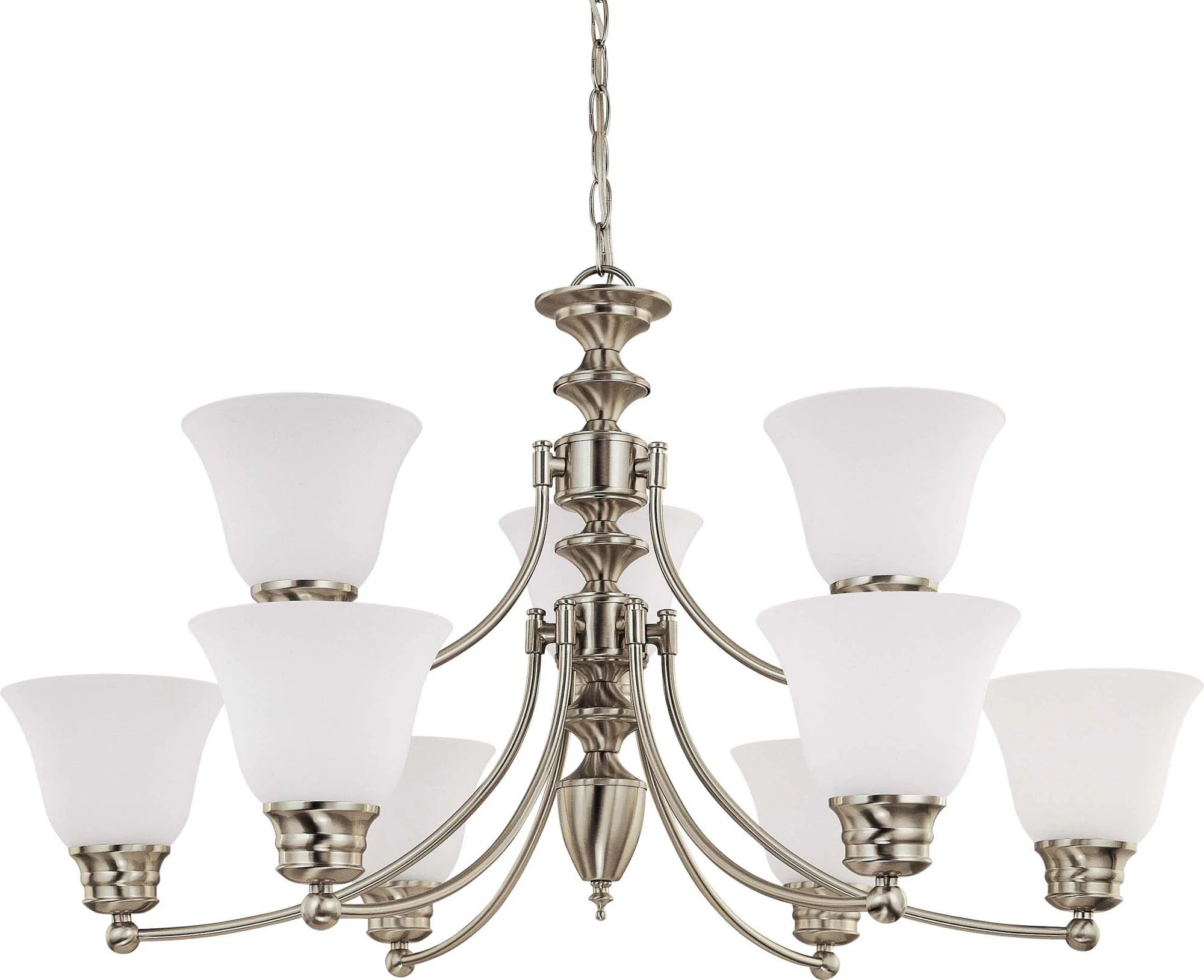 Nuvo Empire - 9 Light 32 inch Chandelier w/ Frosted White Glass