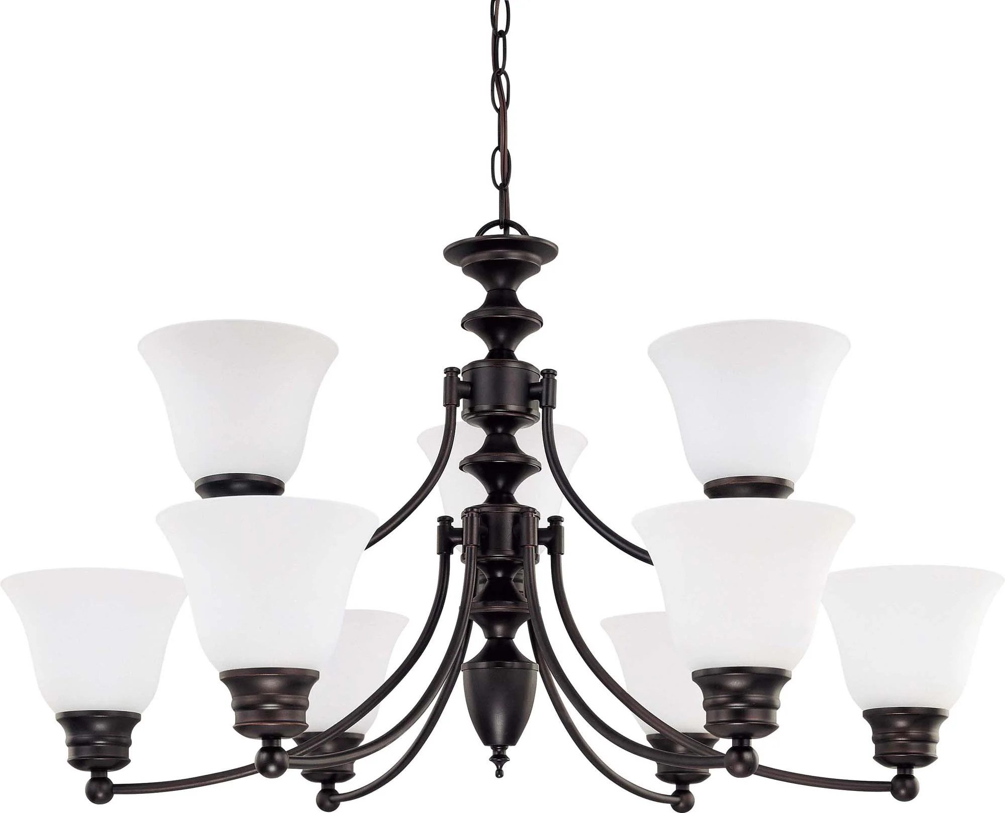 Nuvo Empire - 9 Light 32 inch Chandelier w/ Frosted White Glass
