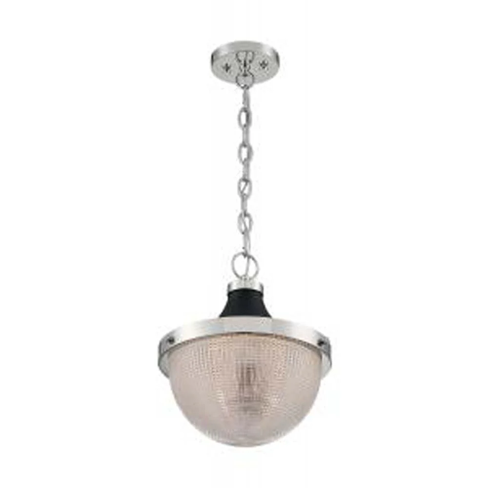 Nuvo Faro 1-Light Large Pendant w/ Clear Prismatic Glass in Polished Nickel