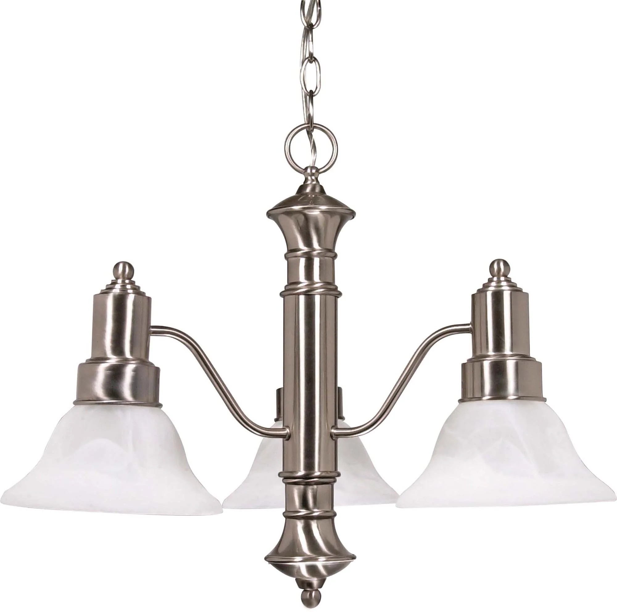 Nuvo Gotham - 3 Light - 23 inch - Chandelier - w/ Alabaster Glass Bell Shades