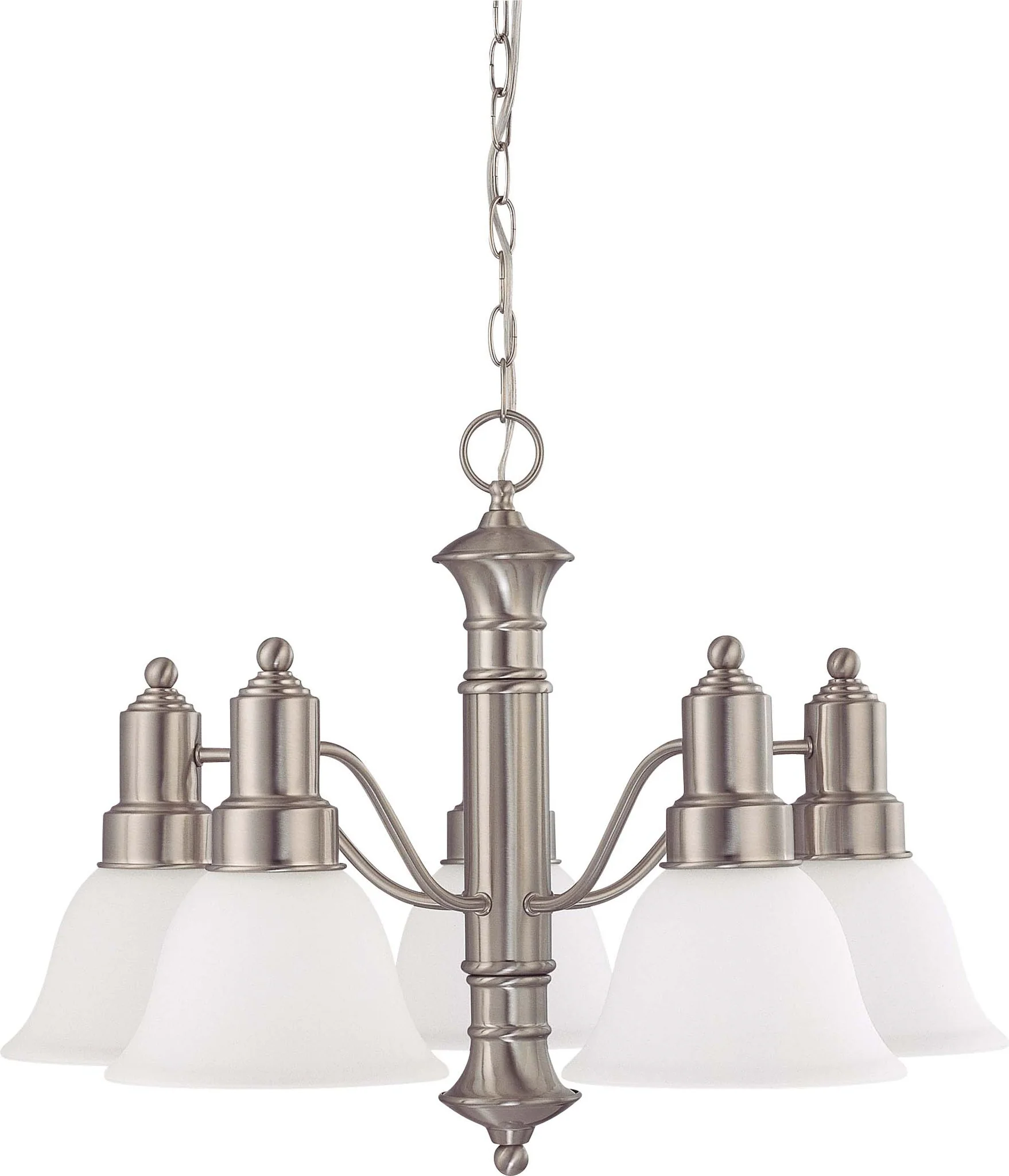 Nuvo Gotham - 5 Light 25 inch Chandelier w/ Frosted White Glass