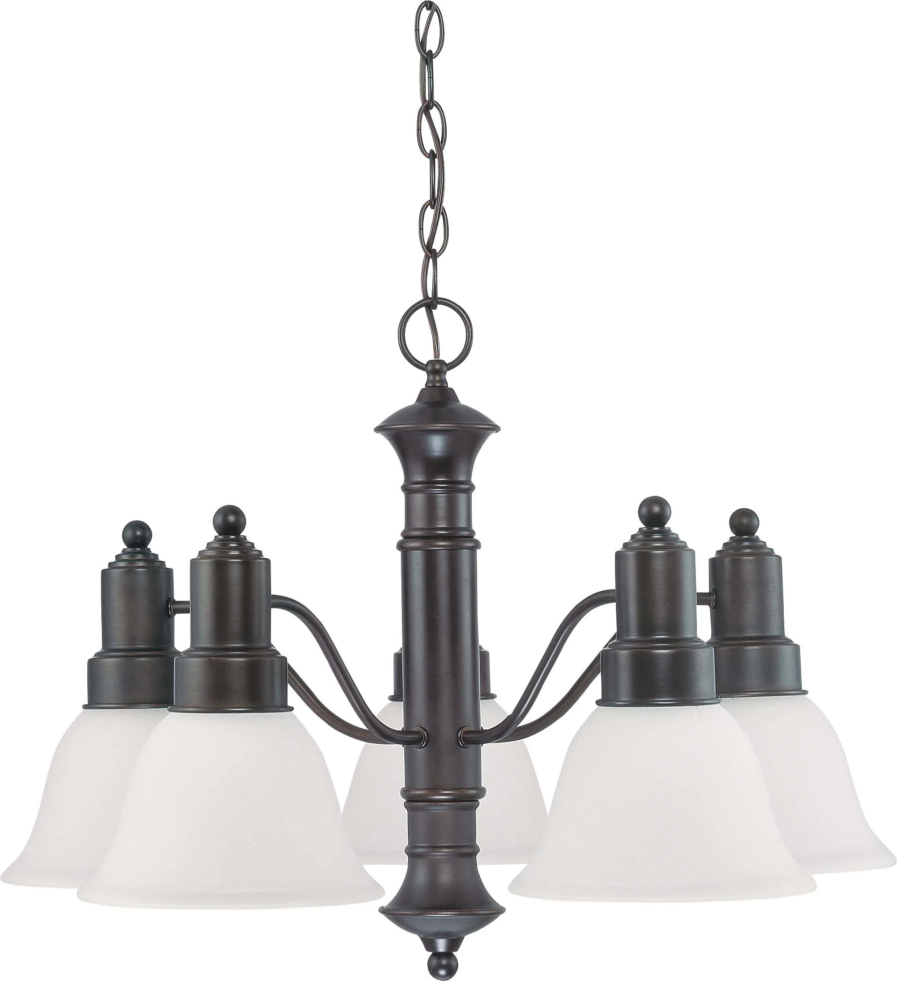 Nuvo Gotham - 5 Light 25 inch Chandelier w/ Frosted White Glass