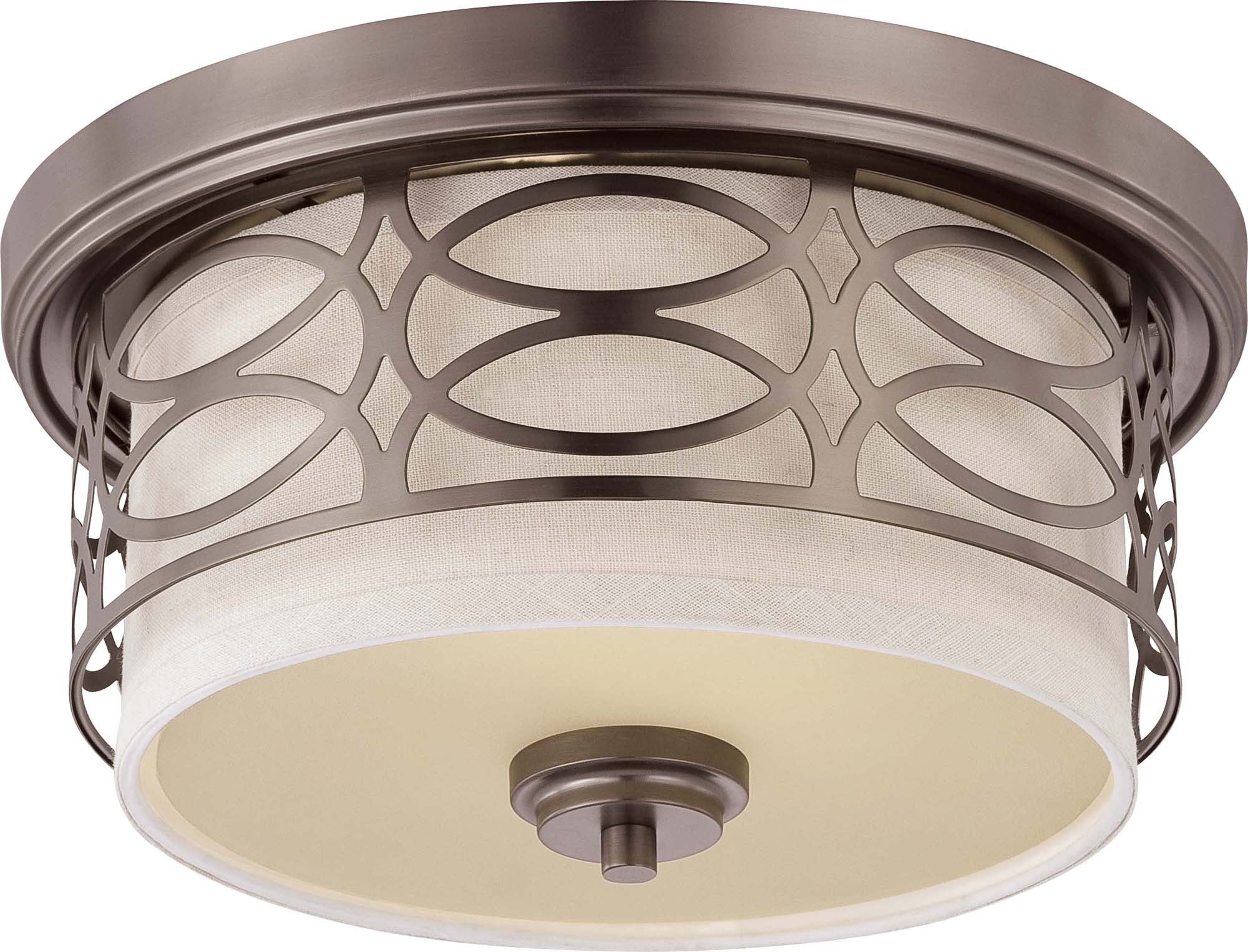 Nuvo Harlow - 2 Light Flush Dome Fixture w/ Khaki Fabric Shade - Image 3