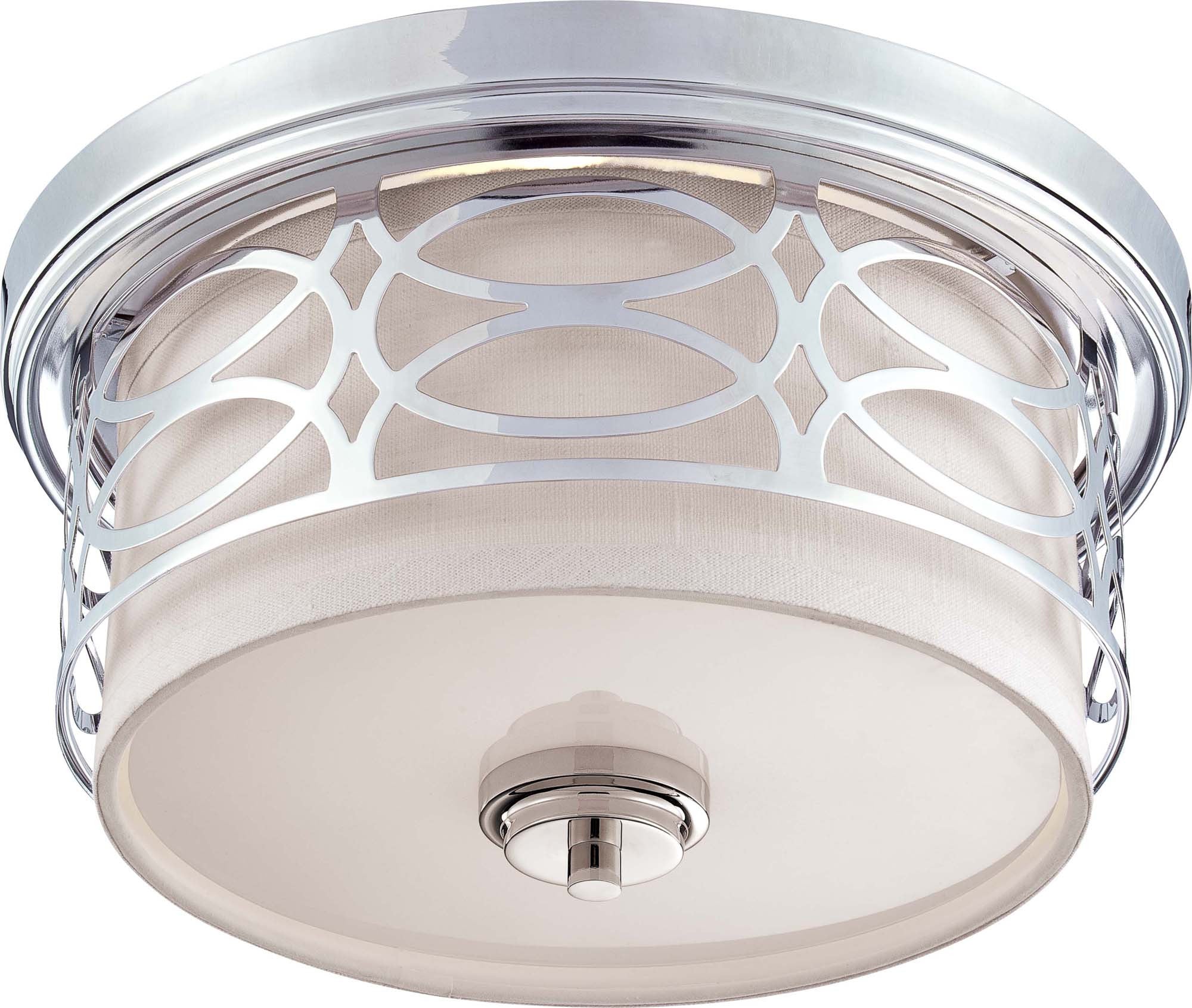 Nuvo Harlow - 2 Light Flush Dome Fixture w/ Slate Gray Fabric Shade