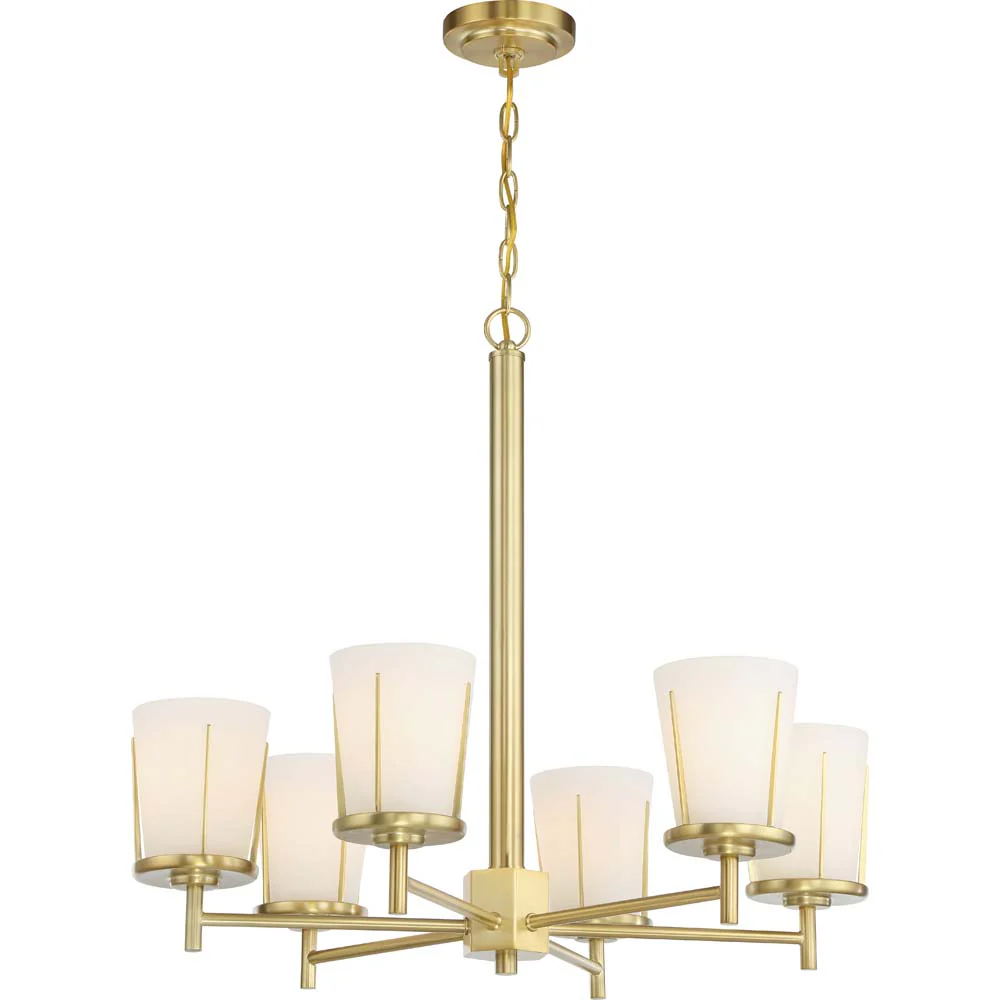 Nuvo Lighting 100w Serene 6-Light Chandelier Natural Brass Finish