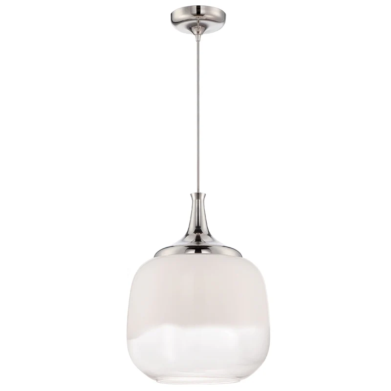 Nuvo Lighting Stellar LED Polished Nickel Finish Pendant w/ White to Clear Glass