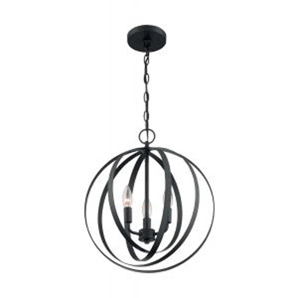 Nuvo Pendleton 3-Light Pendant w/ Matte Black Finish