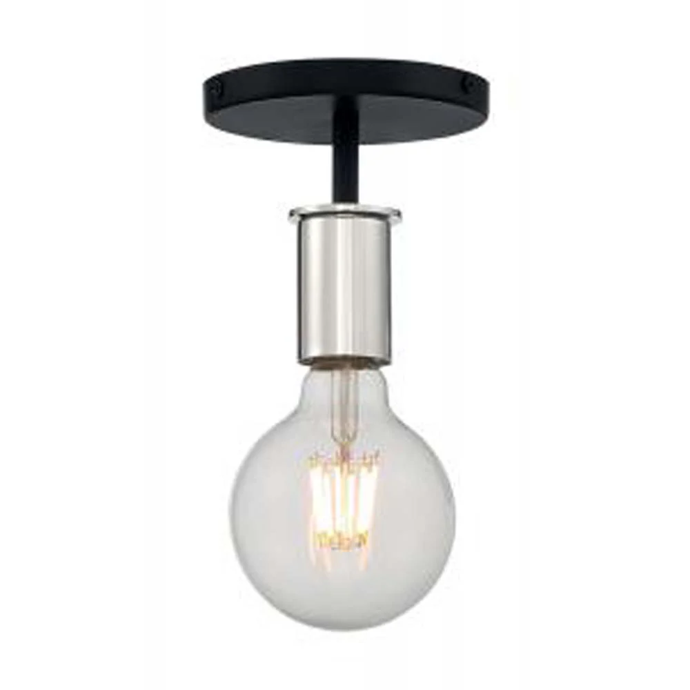 Nuvo Ryder 1-Light Semi Flush w/ Black & Polished Nickel Finish