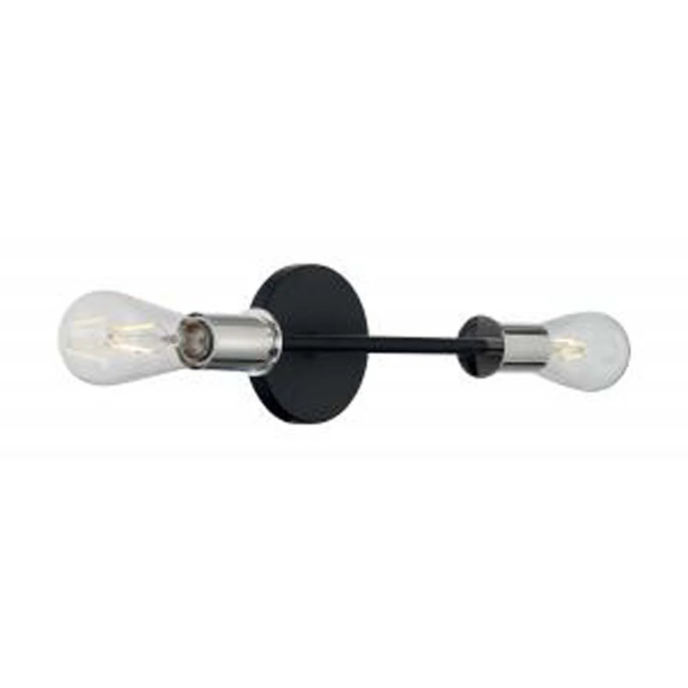 Nuvo Ryder 2 Light Vanity w/ Black & Polished Nickel Finish
