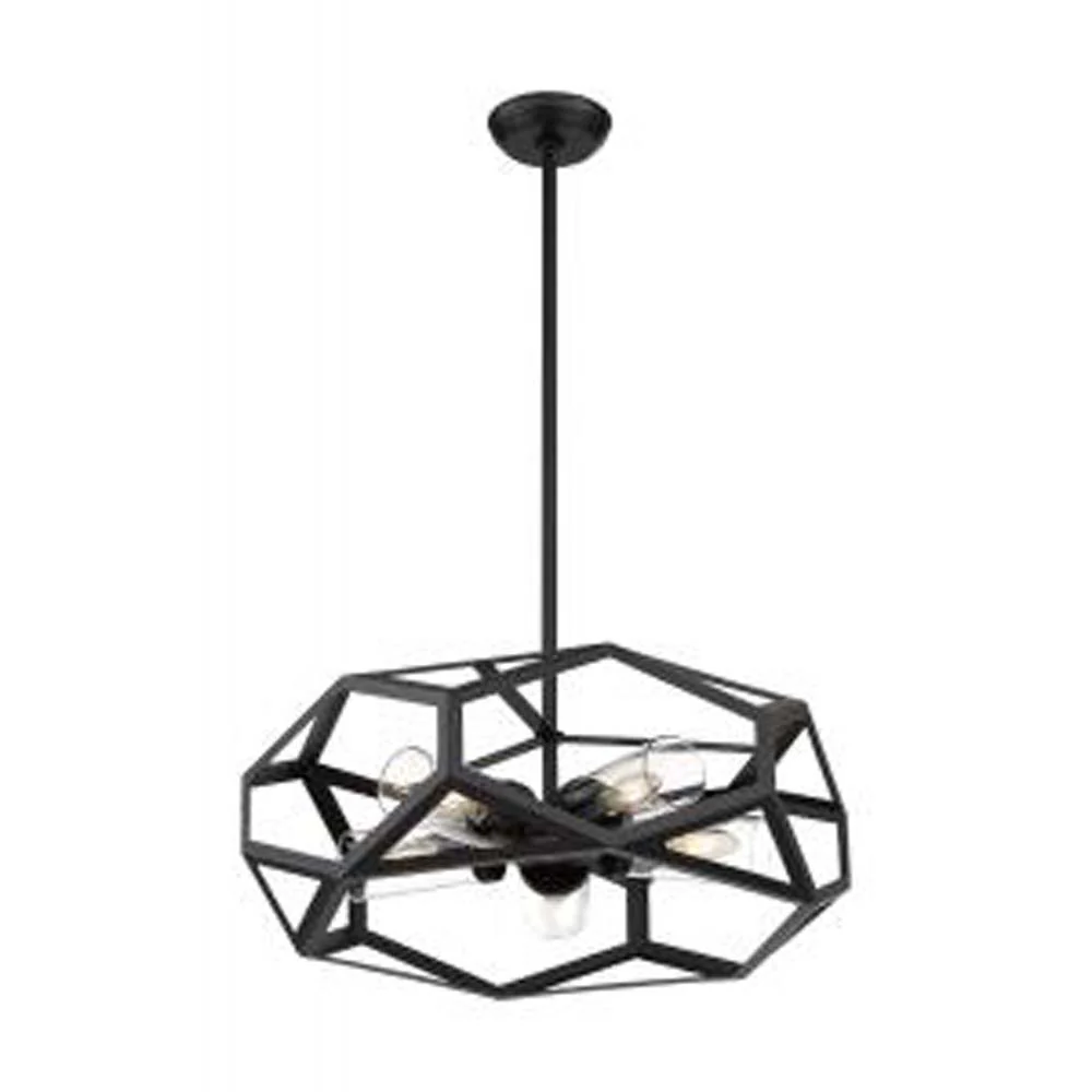 Nuvo Zemi 5-Light Chandelier w/ Clear Glass in Black Finish