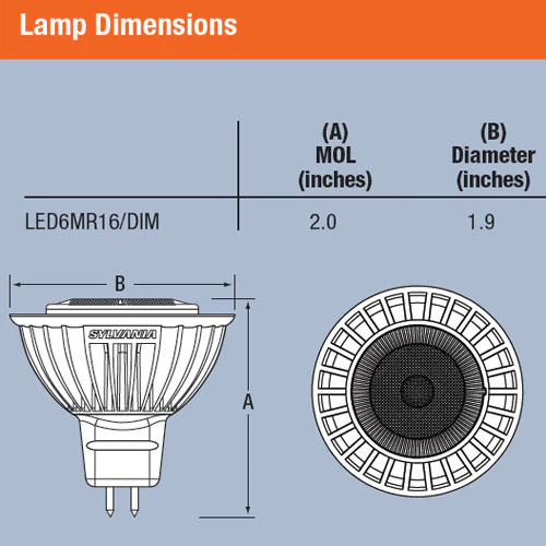 MR16 Dimmable LED 6W flood 3000K SYLVANIA light bulb - Image 3
