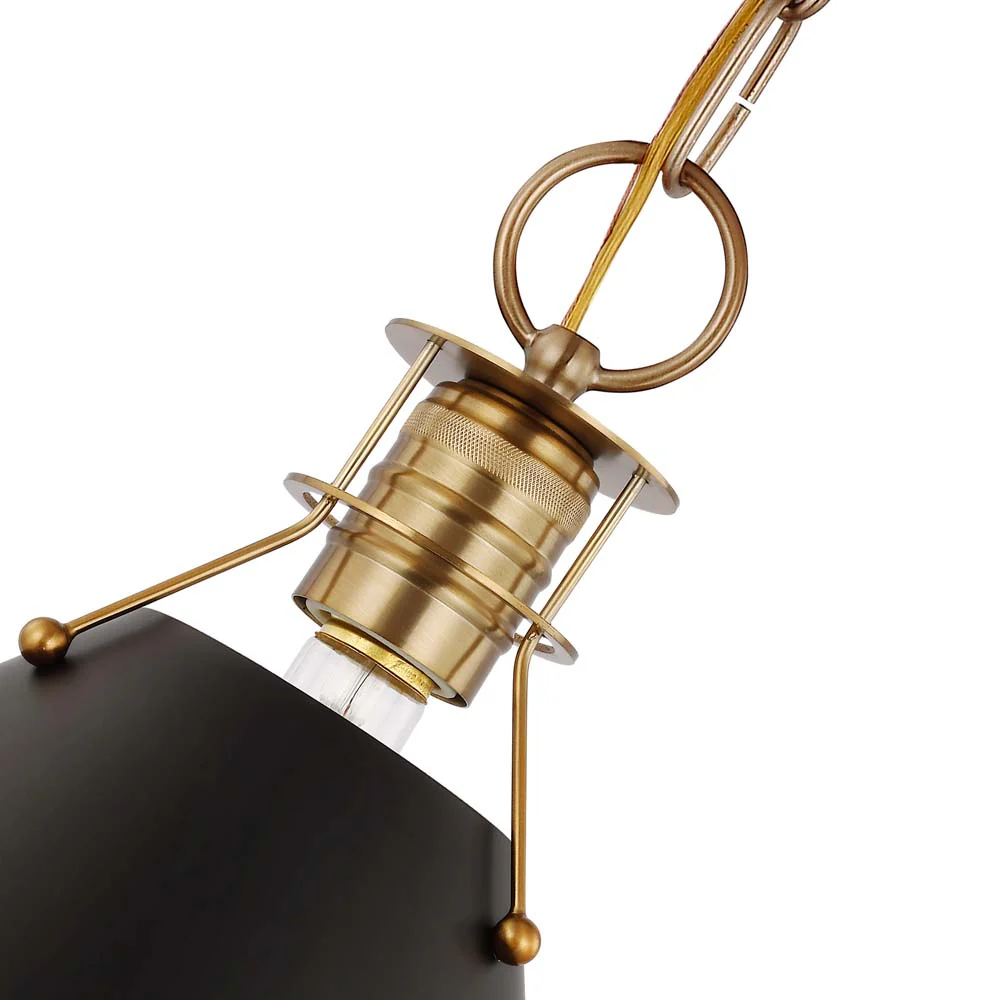 Outpost 1-Light Medium Pendant Matte Black with Burnished Brass - Image 3