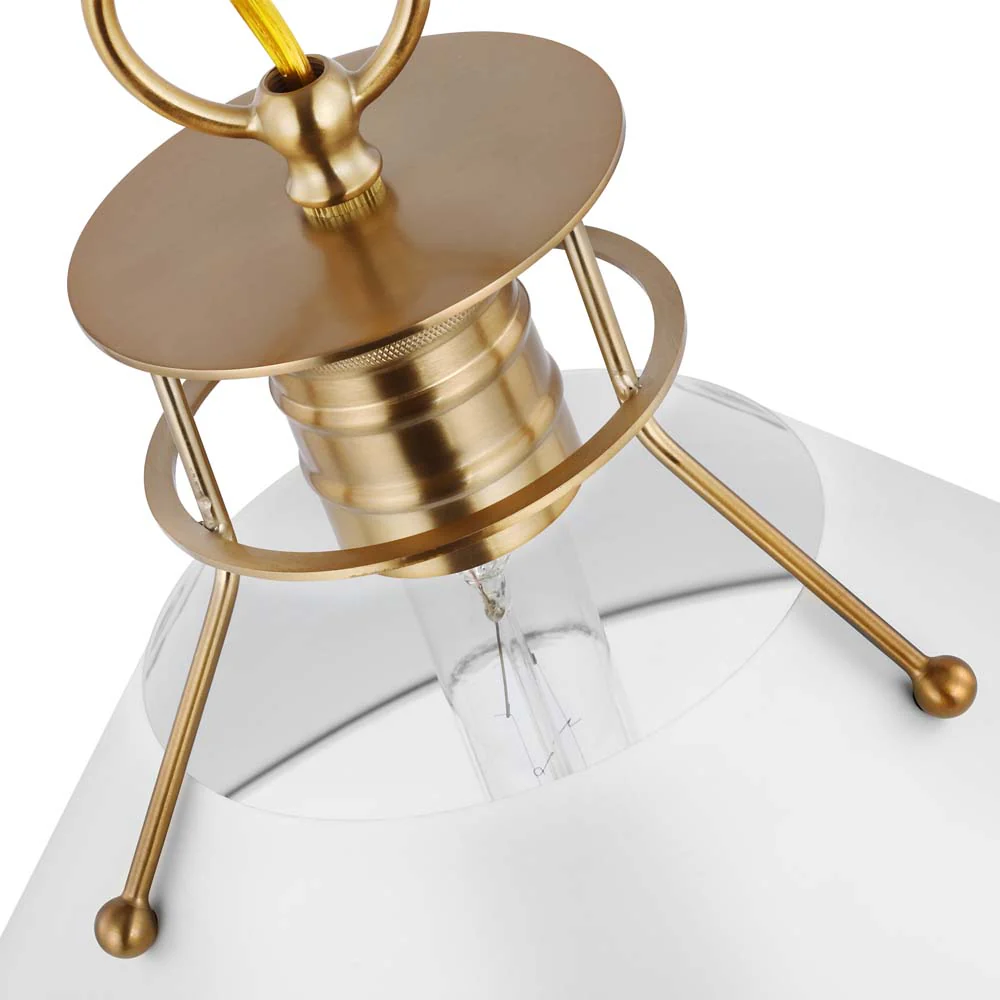 Outpost 1-Light Small Pendant Matte White with Burnished Brass - Image 3