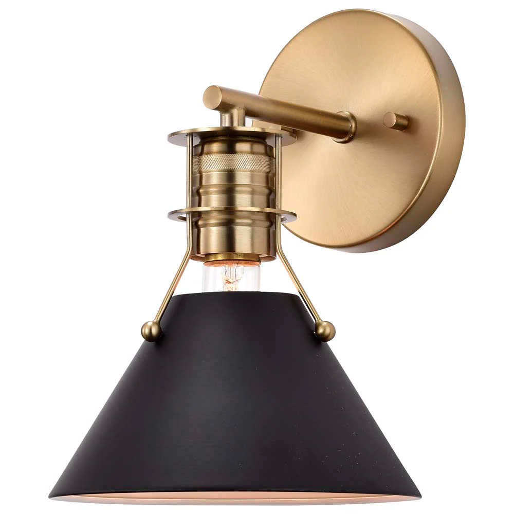 Outpost 1-Light Wall Sconce Matte Black with Burnished Brass - Image 2