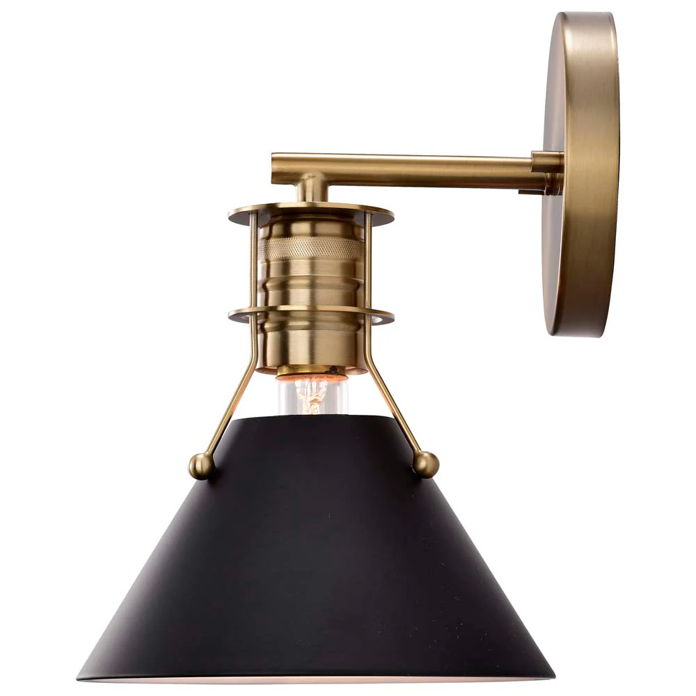 Outpost 1-Light Wall Sconce Matte Black with Burnished Brass - Image 4
