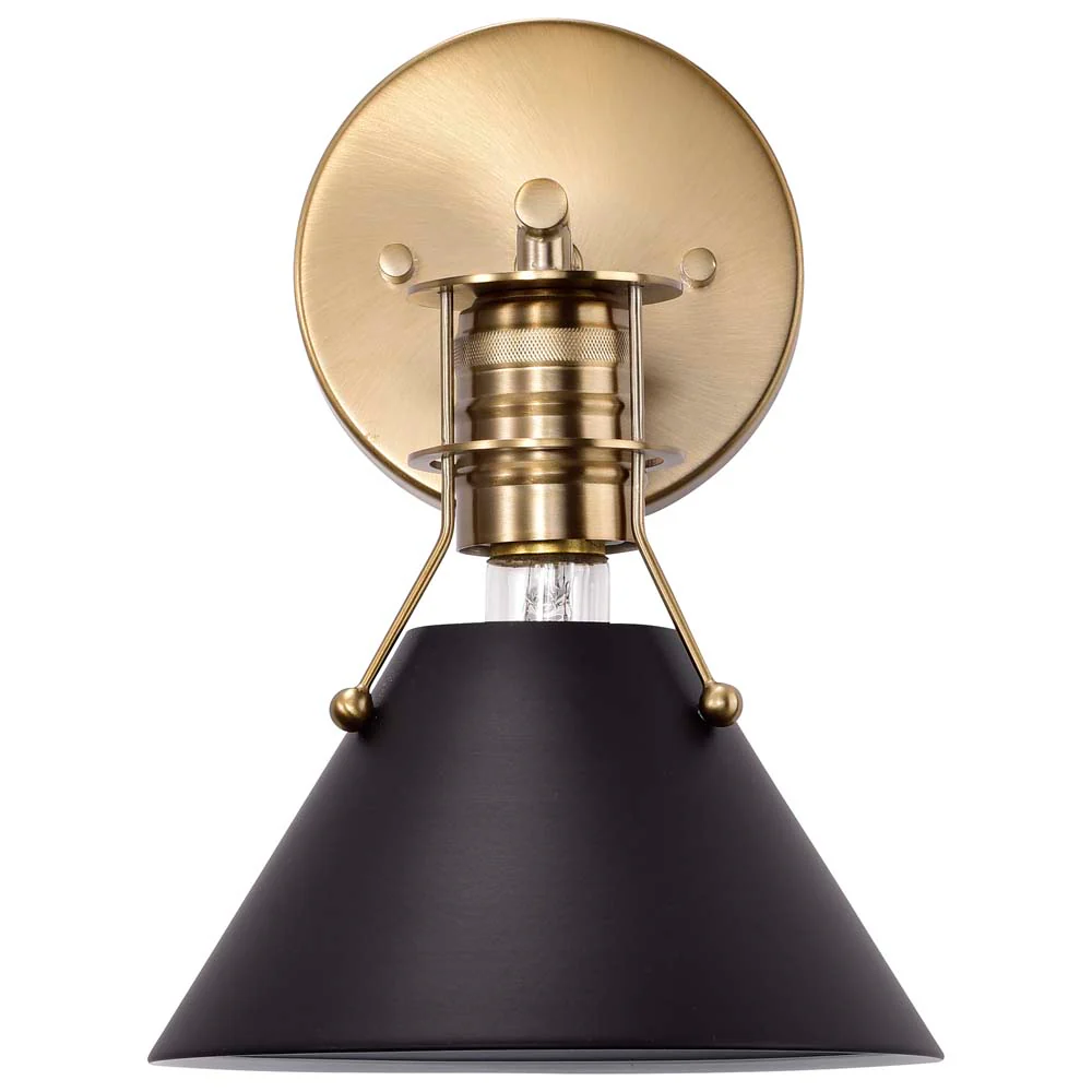 Outpost 1-Light Wall Sconce Matte Black with Burnished Brass - Image 5