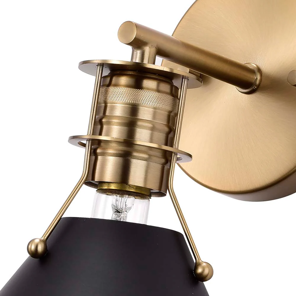Outpost 1-Light Wall Sconce Matte Black with Burnished Brass - Image 6