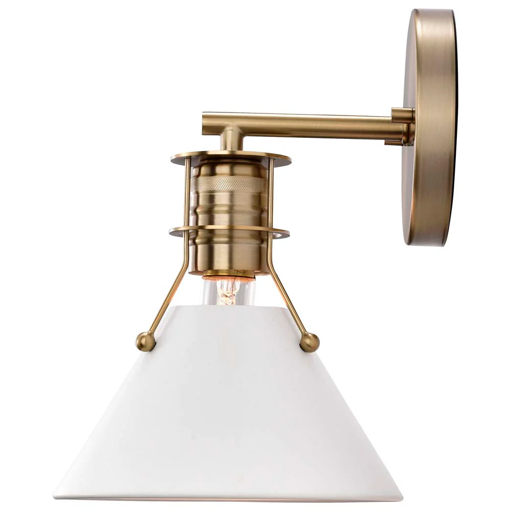 Outpost 1-Light Wall Sconce Matte White with Burnished Brass - Image 3
