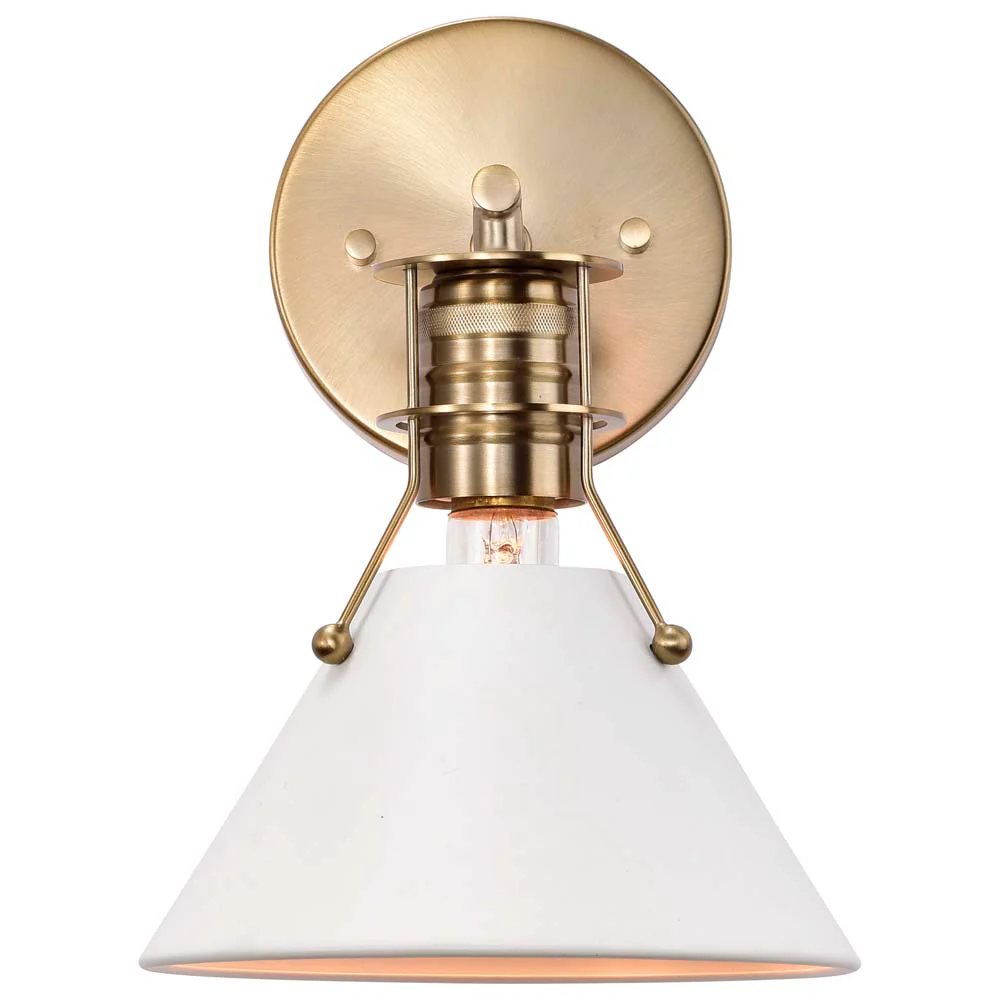 Outpost 1-Light Wall Sconce Matte White with Burnished Brass - Image 5