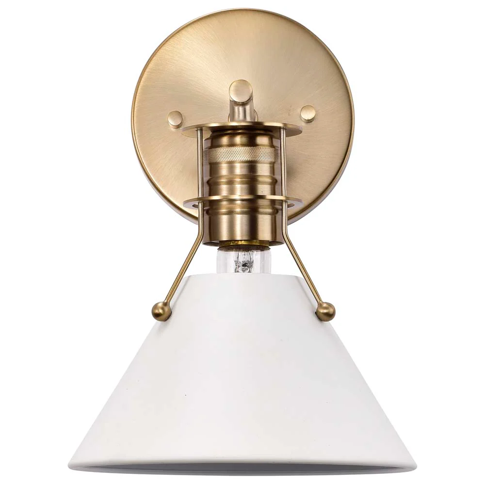 Outpost 1-Light Wall Sconce Matte White with Burnished Brass - Image 6