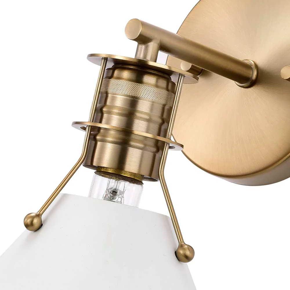 Outpost 1-Light Wall Sconce Matte White with Burnished Brass - Image 7