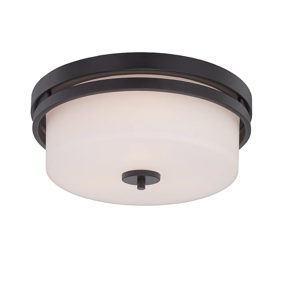 Nuvo Parallel 3-Light Flush Fixture w/ Etched Opal Glass in Aged Bronze Finish