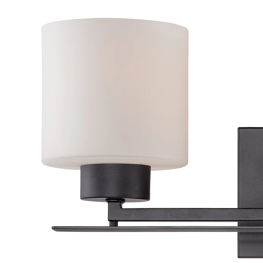 Nuvo Parallel 3-Light Vanity Fixture w/ Etched Opal Glass in Aged Bronze Finish - Image 2