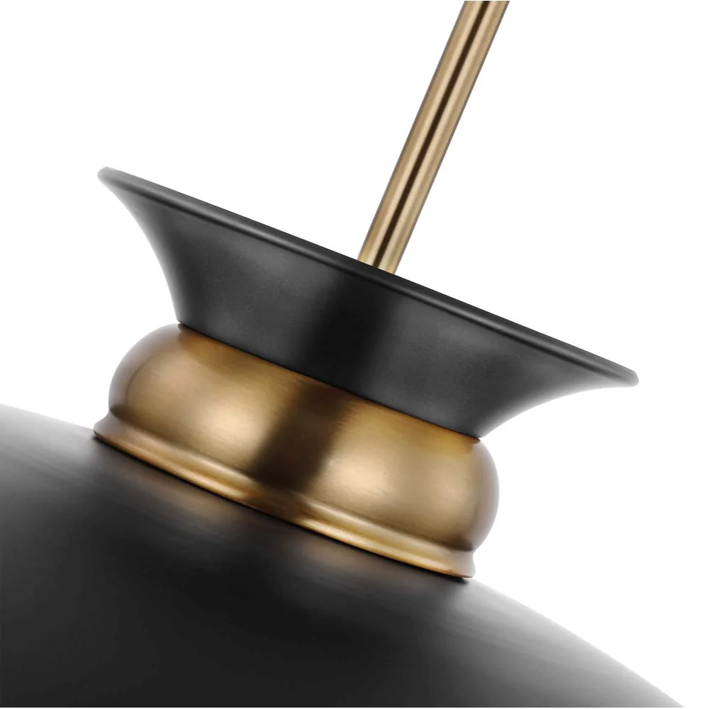 Perkins 1-Light Medium Pendant Matte Black with Burnished Brass - Image 4