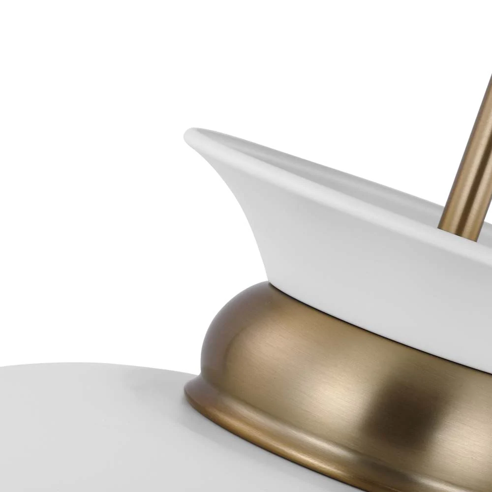 Perkins 1-Light Medium Pendant Matte White with Burnished Brass - Image 3
