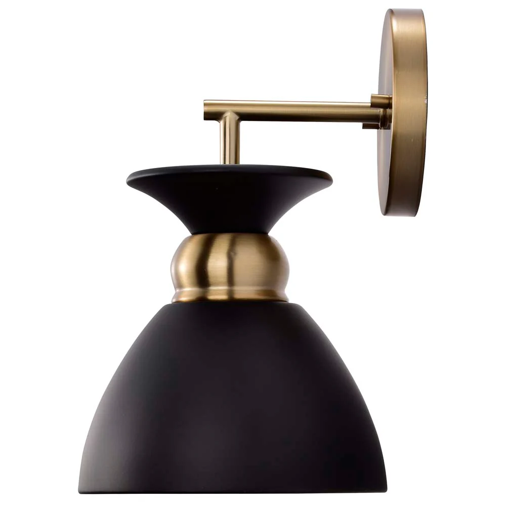 Perkins 1-Light Wall Sconce Matte Black with Burnished Brass - Image 2