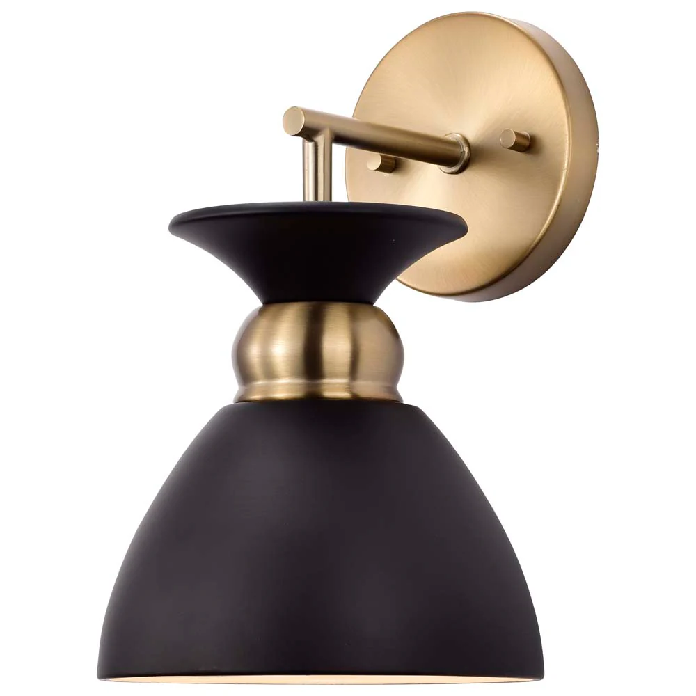 Perkins 1-Light Wall Sconce Matte Black with Burnished Brass - Image 3