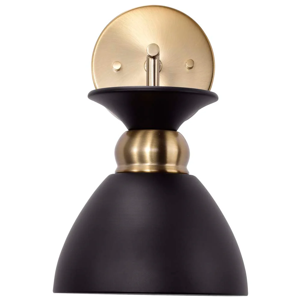 Perkins 1-Light Wall Sconce Matte Black with Burnished Brass - Image 4