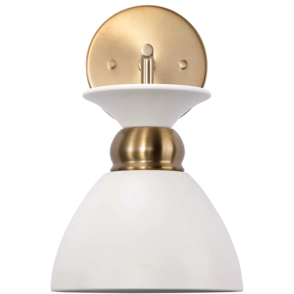 Perkins 1-Light Wall Sconce Matte White with Burnished Brass - Image 3