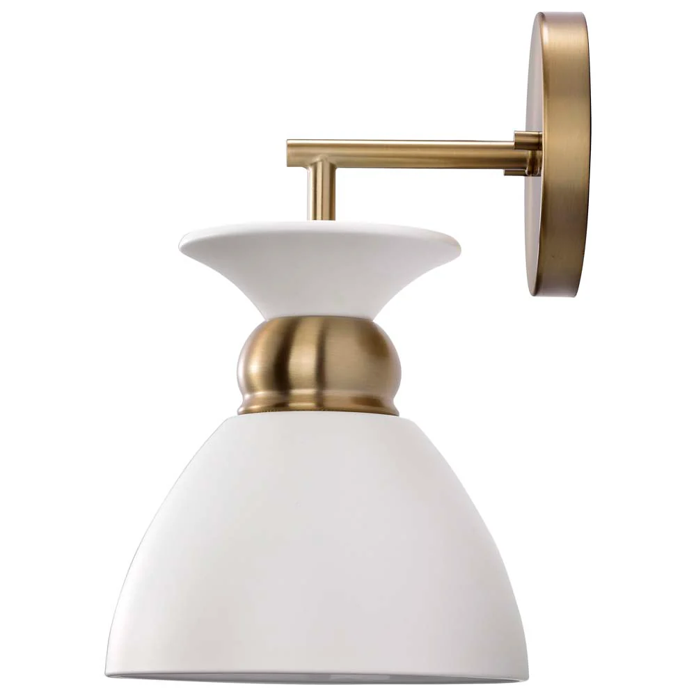 Perkins 1-Light Wall Sconce Matte White with Burnished Brass - Image 4
