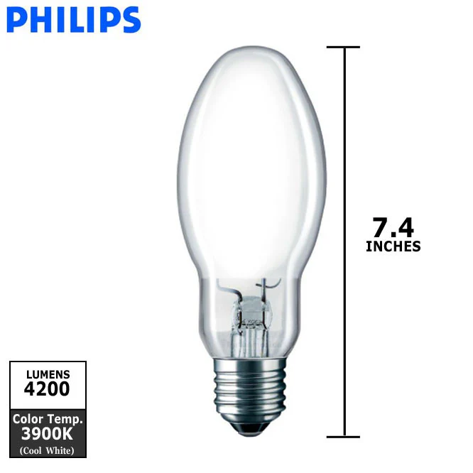 Philips 100w ED23.5 E39 3950K Cool White Mercury Vapor HPL-N HG HID Light Bulb - Image 2