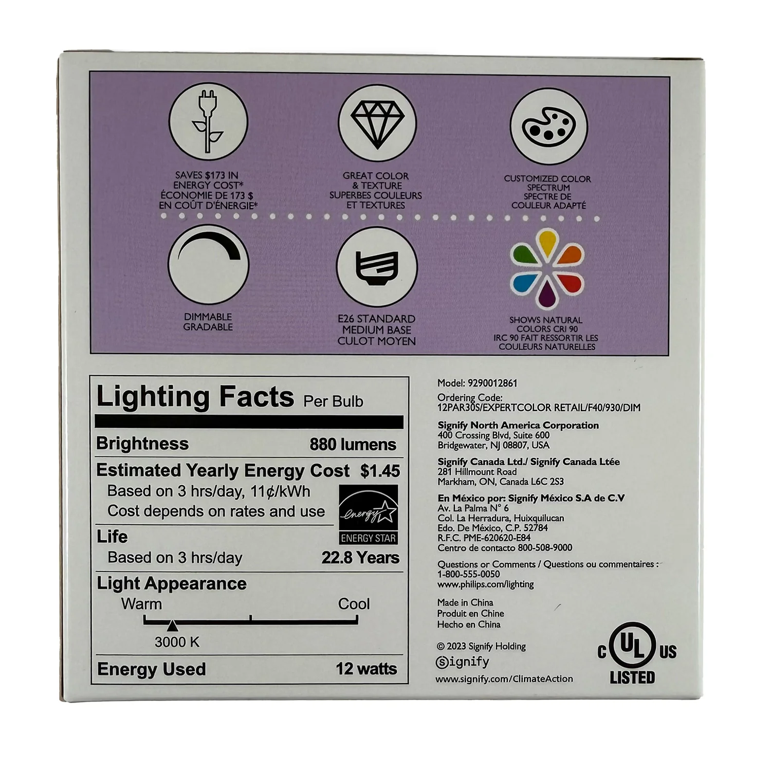 Philips 12W PAR30S LED 3000K White Flood Single Optics Bulb - Image 3