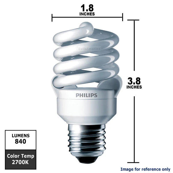 PHILIPS 13W 120V Warm White 2700k Energy Saver Ultra Mini CFL Twist Bulb - Image 2