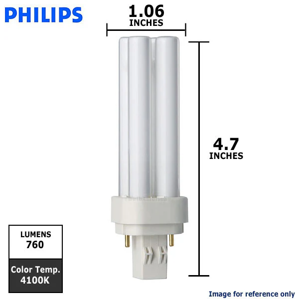 Philips 13w 4100k PL-C ALTO 13W/841 Double Tube 2-Pin Fluorescent Light Bulb - Image 2