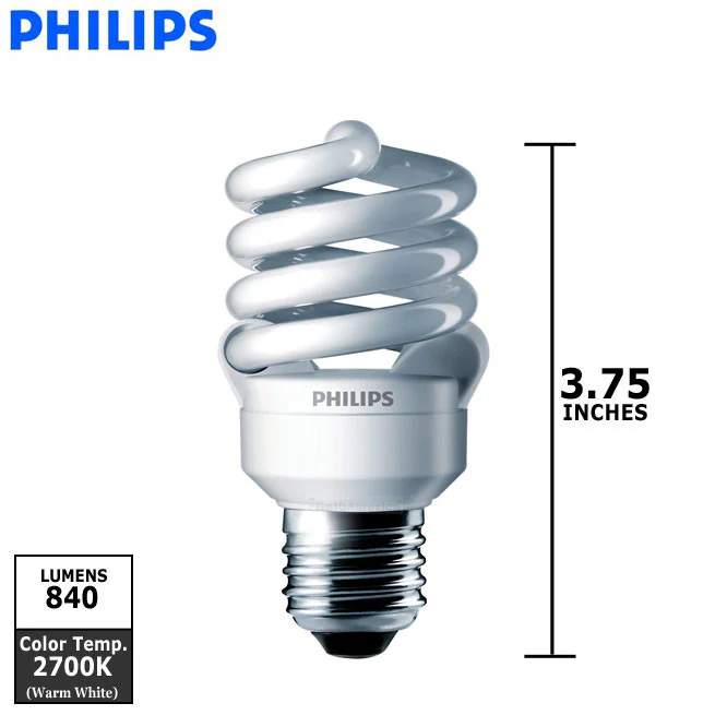 Philips 13w BC-EL/mdT2 Mini Twist 2700K E26 Fluorescent Light Bulb - Image 2
