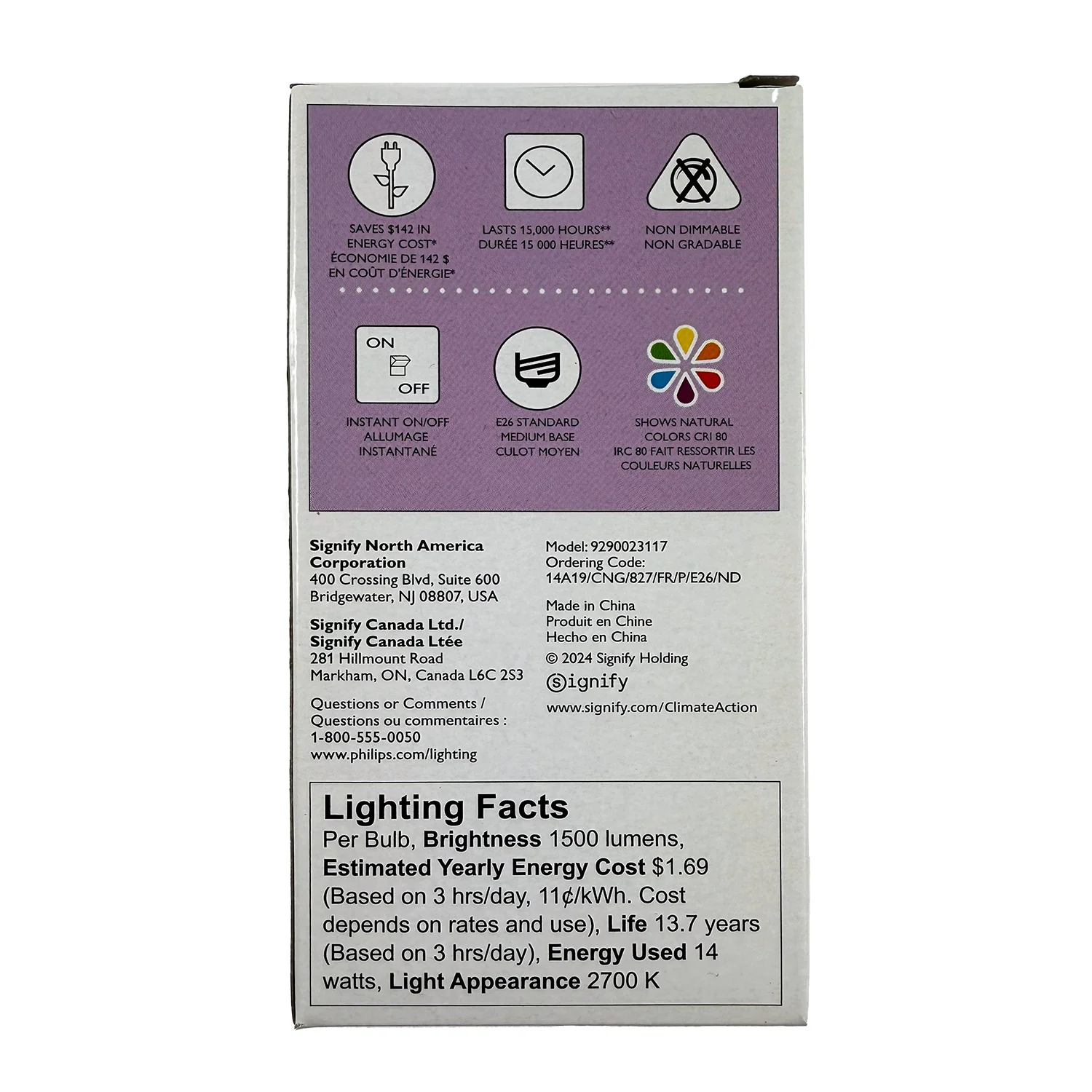 Philips 14W A19 LED 1500Lm 2700K Soft White Non-Dimmable - 100w Equiv - Image 3